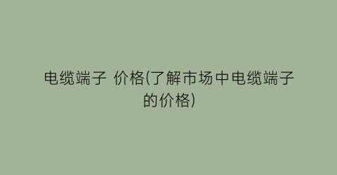 电缆端子 价格(了解市场中电缆端子的价格)